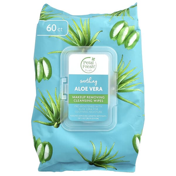 Petal Fresh Средства для снятия макияжа, очищающие салфетки с алоэ вера, 60 шт