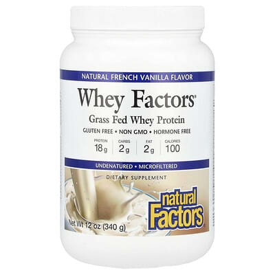 Whey Factors®, Grass Fed Whey Protein, Natural French Vanilla, 12 oz (340 g)