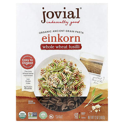 Органическая паста из цельнозерновой полбы Einkorn, 12 oz (340 g)
