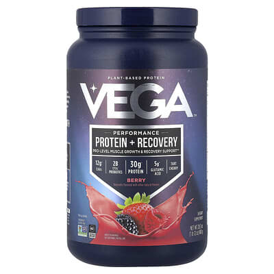 Растительный протеин Vega, Performance Protein + Recovery, Berry, 1 lb 12 oz (801 g)