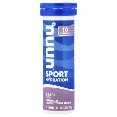 Sport Hydration, Effervescent Electrolyte Drink Tablets, Grape, 10 Tablets