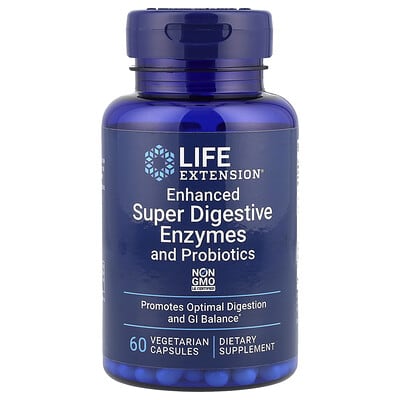 Enhanced Super Digestive Enzymes and Probiotics, 60 Vegetarian Capsules