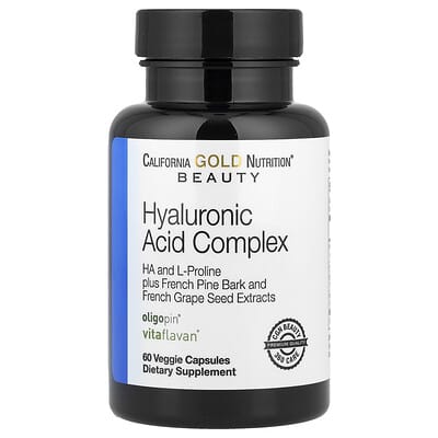 Hyaluronic Acid Complex with L-Proline, French Grape Seed and French Maritime Pine Bark Extract, 60 Veggie Capsules