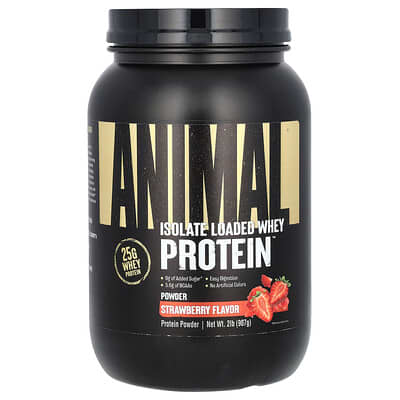 Сывороточный протеин Animal Isolate Loaded Whey Protein™, Strawberry, 2 lb (907 g)