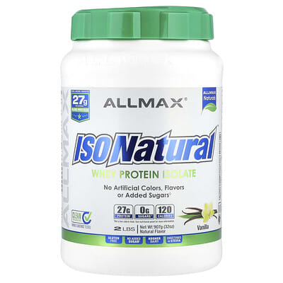 ISONatural™ Изолят сывороточного протеина, Ваниль, 2 lbs (907 g)