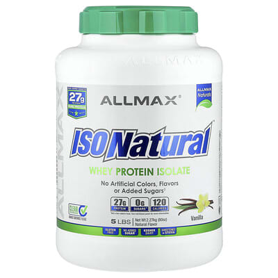 ISONatural™, Whey Protein Isolate, Vanilla, 5 lbs (2.27 kg)