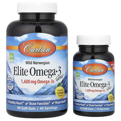 Wild Norwegian, Elite Omega-3 Gems®, Natural Lemon, 120 Soft Gels