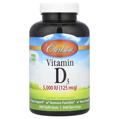 Vitamin D3, 125 mcg (5,000 IU), 360 Soft Gels