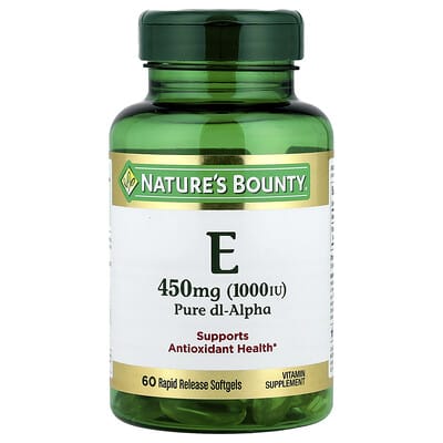 Vitamin E, Pure Dl-Alpha, 450 mg (1,000 IU), 60 Rapid Release Softgels