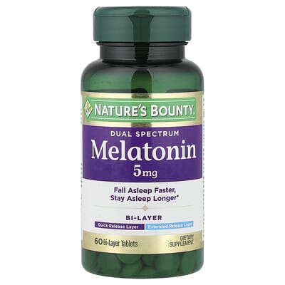 Dual Spectrum, Melatonin, 5 mg, 60 Bi-Layer Tablets