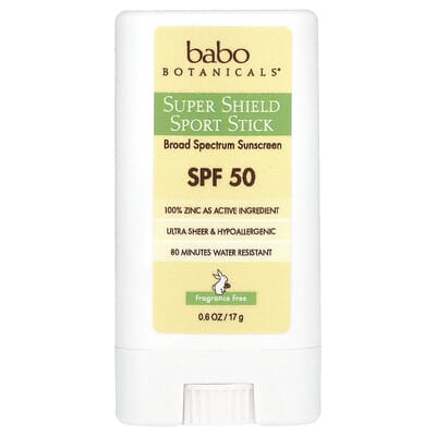 Минеральный солнцезащитный стик Super Shield, для чувствительной кожи, SPF 50, без отдушек, 0,6 унции (17 г)