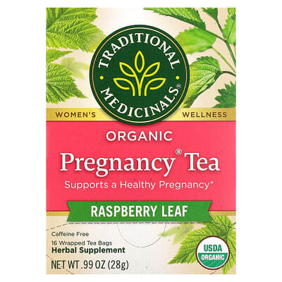 Organic Pregnancy® Tea, Raspberry Leaf, Caffeine Free, 16 Wrapped Tea Bags, 0.99 oz (28 g)
