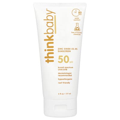 Thinkbaby®, Zinc Oxide Sunscreen, SPF 50, 6 fl oz (177 ml)