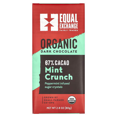 Equal Exchange темный шоколад с мятным хрустом 67% Cacao 2.8 oz (80 g)