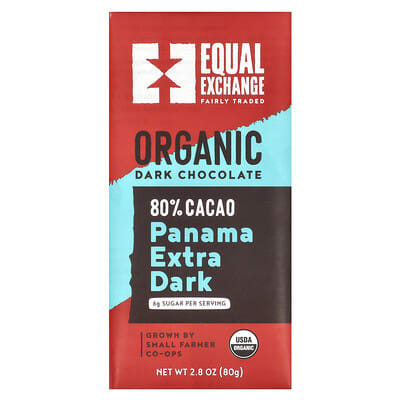Organic Dark Chocolate, Panama Extra Dark, 80% Cacao, 2.8 oz (80 g)