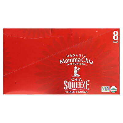 Mamma Chia органический пюре Chia Squeeze®, Cherry Love, 8 штук, 3.5 oz (99 g)