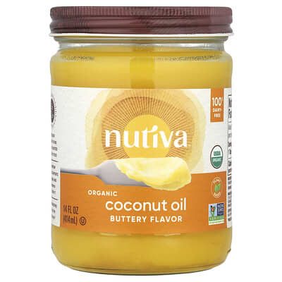 Organic Coconut Oil, Buttery, 14 fl oz (414 ml)