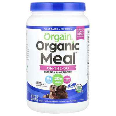 Organic Meal™, On-The-Go, Nutrition Plant-Based Shake Powder, Creamy Chocolate Fudge, 2.01 lb (912 g)