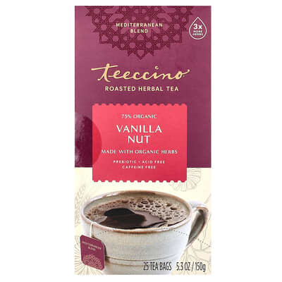 Teeccino травяной чай Roasted Vanilla Nut без кофеина 25 чайных пакетиков 5.3 oz (150 g)