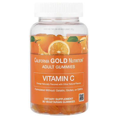 Vitamin C Gummies with Vitamin A from 100% Beta-Carotene, Orange, 90 Vegetarian Gummies