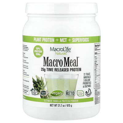 Macro Meal® протеиновый порошок Vanilla, 21.7 oz (615 g)
