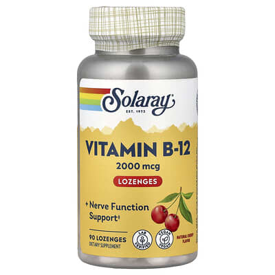 Витамин B-12, Натуральная вишня, 2,000 mcg, 90 пастилок