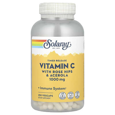 Timed Release Vitamin C with Rose Hips & Acerola, 1,000 mg, 250 VegCaps