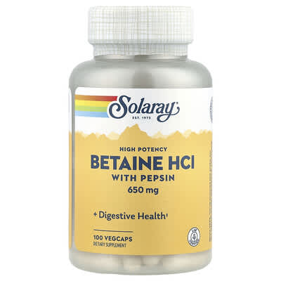 High Potency Betaine HCl with Pepsin, 100 VegCaps