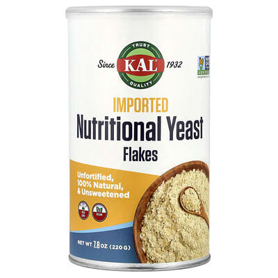 KAL пищевые дрожжевые хлопья, без сахара, 7.8 oz (220 g)