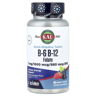 B-6 B-12 Folate, Natural Mixed Berry, 60 Micro Tablets