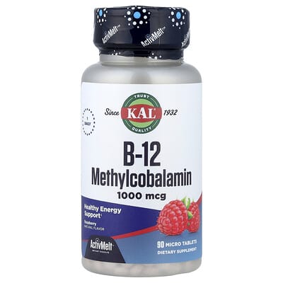 B-12 Methylcobalamin, Raspberry, 1,000 mcg, 90 Micro Tablets