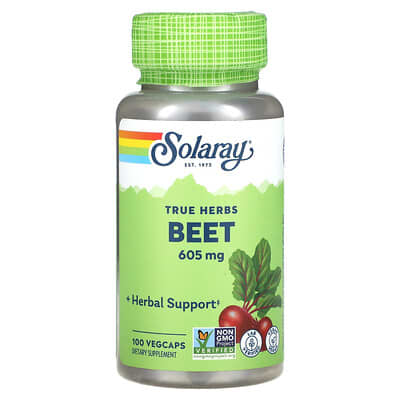 Solaray True Herbs, свекла, 605 mg, 100 вегетарианских капсул