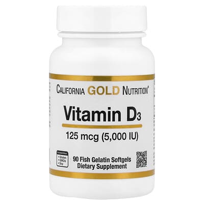 Vitamin D3, 125 mcg (5,000 IU), 90 Fish Gelatin Softgels