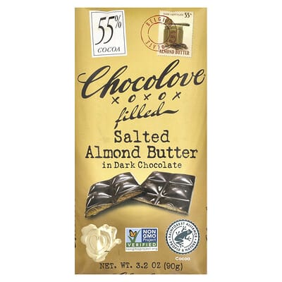 Chocolove темный шоколад с миндалем, 55% какао, 3.2 oz (90 g)