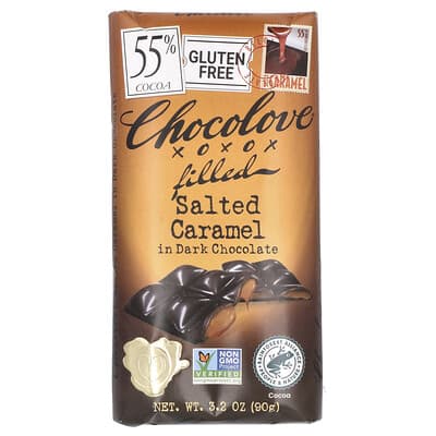 Шоколад Chocolove Filled Salted Caramel in Dark Chocolate, 55% Cocoa, 3.2 oz (90 g)