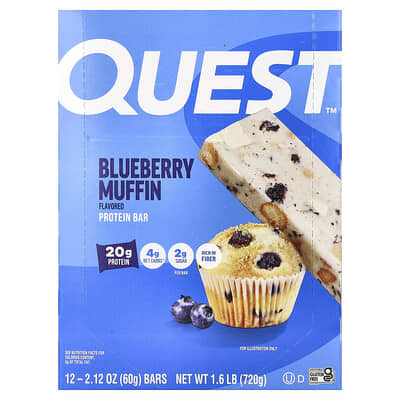 Protein Bar, Blueberry Muffin, 12 Bars, 2.12 oz (60 g) Each