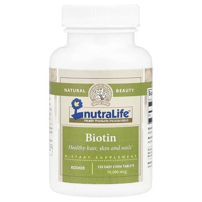 NutraLife Биотин, 10,000 mcg, 120 жевательных таблеток