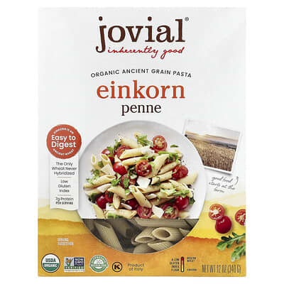 Паста из цельнозерновых злаков Einkorn Penne, 12 oz (340 g)