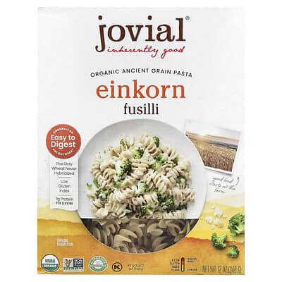 Органическая паста из древних злаков Einkorn Fusilli, 12 oz (340 g)