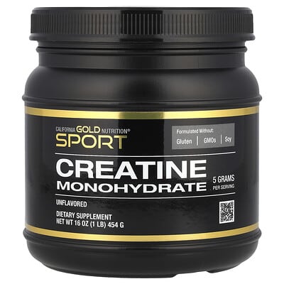 Sport, Pure Creatine Monohydrate, Unflavored, 1 lb (454 g)