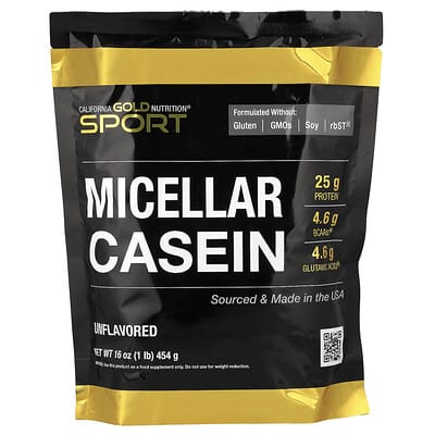 Sport, Micellar Casein, Unflavored, Slow Absorption, 16 oz (454 g)