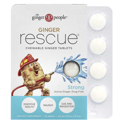 Ginger Rescue®, Chewable Ginger Tablets, Strong, 24 Tablets