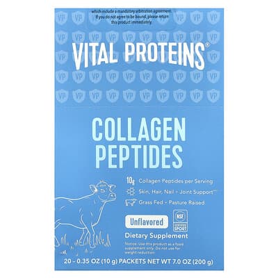 Collagen Peptides, Unflavored, 20 Packets, 0.35 oz (10 g) Each