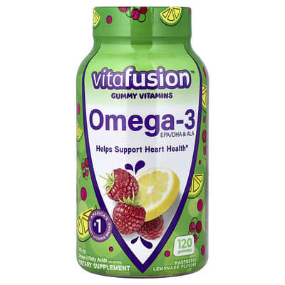 Желейные витамины Omega-3, EPA/DHA & ALA, малиновый лимонад, 120 шт