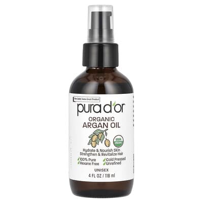 Органическое масло арганы Pura D'or, 4 fl oz (118 ml)