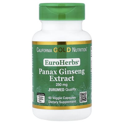 EuroHerbs®, Panax Ginseng Extract, Euromed Quality, 250 mg, 60 Veggie Capsules