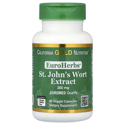 EuroHerbs™, St. John's Wort Extract, Euromed Quality, 300 mg, 60 Veggie Capsules
