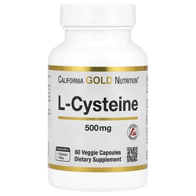 California Gold Nutrition L-Cysteine, AjiPure®, 500 mg, 60 вегетарианских капсул