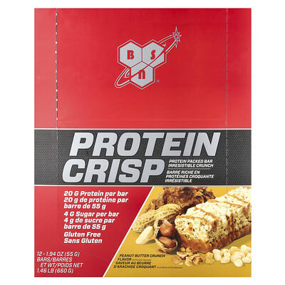 Protein Crisp, Peanut Butter Crunch, 12 Bars, 1.94 oz (55 g) Each