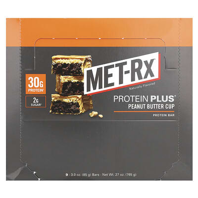 MET-Rx Протеиновый батончик Peanut Butter Cup, 9 шт, 3 oz (85 g) каждый